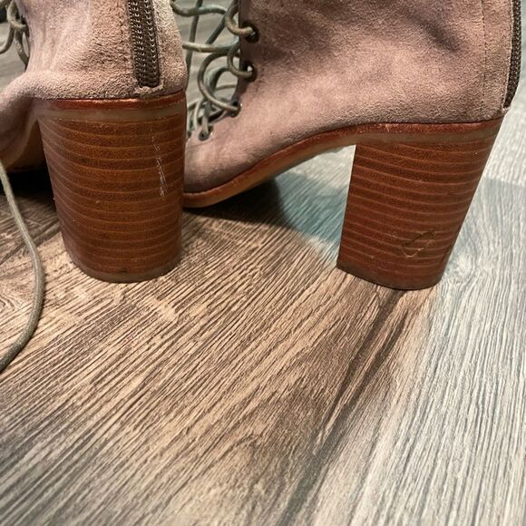 Revolve Jeffrey Campbell Cors Lace Up Booties Beige Suede - Picture 12 of 12